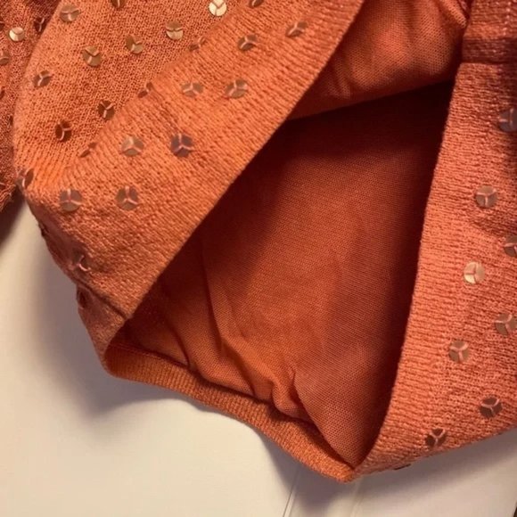 BETSEY JOHNSON SALMON PINK CROPPED SEQUIN CARDIGAN - Picture 6 of 6